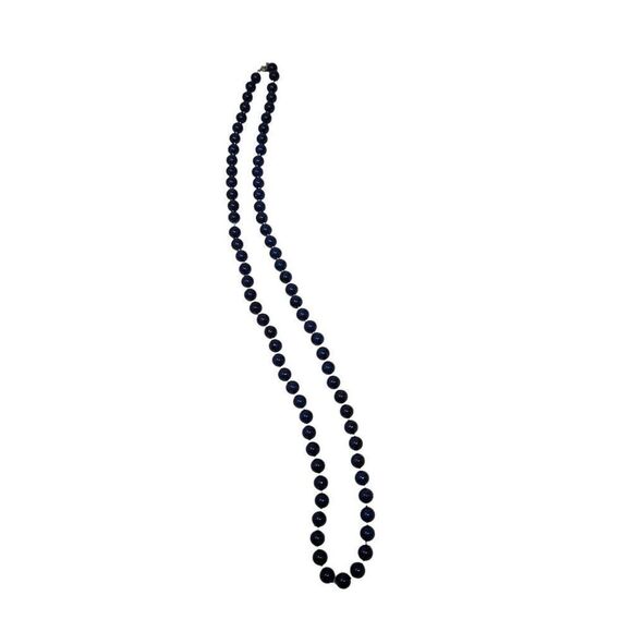Navy Blue Chocker Style Plastic Faux Pearl Beaded Necklace Layering Simple - Picture 5 of 10